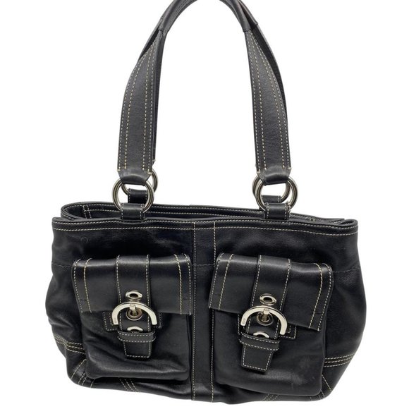 Coach Handbags - Coach Black Medium Leather Tote Bag